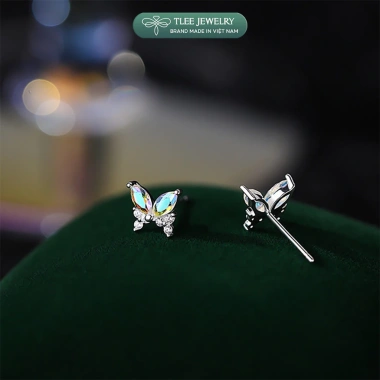 Khuyên tai bạc nữ TLEE - Bông tai cánh bướm lấp lánh, giảm còn 360.000đ 8