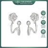 Khuyên tai bạc nữ TLEE - Bông tai hoa hồng kép cách điệu, nữ tính, giảm còn 384.000₫