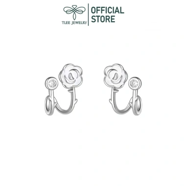 Khuyên tai bạc nữ TLEE - Bông tai hoa hồng kép cách điệu, nữ tính, giảm còn 384.000₫