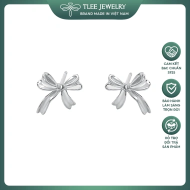 Khuyên tai bạc nữ TLEE – Bông tai nơ trơn minimalist, giảm giá còn 312.000₫