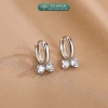 Khuyên tai bạc nữ TLEE - Bông tai tròn chốt bấm nơ đá trái tim xinh xắn, giá ưu đãi 480k 6