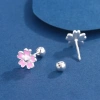 Khuyên tai bạc nữ TLEE cánh hoa đào hồng phai chốt ren bi xinh xắn giá 384.000₫ 7