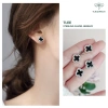Khuyên tai bạc nữ TLEE cỏ bốn lá sơn đen viền đá lấp lánh - Giá ưu đãi 520k 2