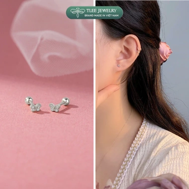 Khuyên tai bạc nữ TLEE đa dạng hình mặt đính đá chốt ren bi Giá 312.000đ 10 Khuyên tai bạc nữ TLEE đa dạng hình mặt đính đá chốt ren bi Giá 312.000đ 10