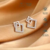Khuyên tai bạc nữ TLEE mặt vuông kép nạm đá sang trọng - Giá ưu đãi 208.000đ 2