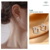 Khuyên tai bạc nữ TLEE mặt vuông kép nạm đá sang trọng - Giá ưu đãi 208.000đ 3