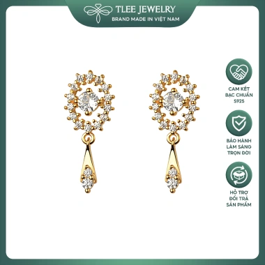 Khuyên tai bạc nữ TLEE mẫu la bàn nạm đá lấp lánh - Giá chỉ 234.000 VNĐ