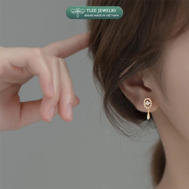 Khuyên tai bạc nữ TLEE mẫu la bàn nạm đá lấp lánh - Giá chỉ 234.000 VNĐ