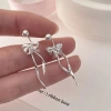 Khuyên tai bạc nữ TLEE nơ thắt dài, chốt ren bi xinh xắn - Giá ưu đãi 456.000₫ 2