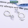 Khuyên tai bạc nữ TLEE tròn đá chốt bấm, tua dài trụ đá nhỏ 4 chấu xinh xắn - 408k 3
