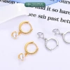 Khuyên tai bạc nữ TLEE tròn đá chốt bấm, tua dài trụ đá nhỏ 4 chấu xinh xắn - 408k 5