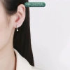 Khuyên tai bạc nữ TLEE tròn đá chốt bấm, tua dài trụ đá nhỏ 4 chấu xinh xắn - 408k 8