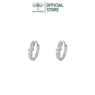 Khuyên tai bạc nữ TLEE tròn nơ thắt đính đá - Nữ tính, giảm còn 320.000₫ (400.000₫)
