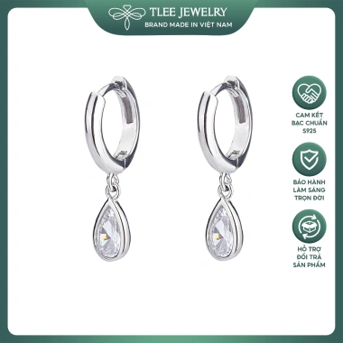 Khuyên tai bạc nữ TLEE tròn trơn giọt nước - Nữ tính, giá ưu đãi 468.000₫