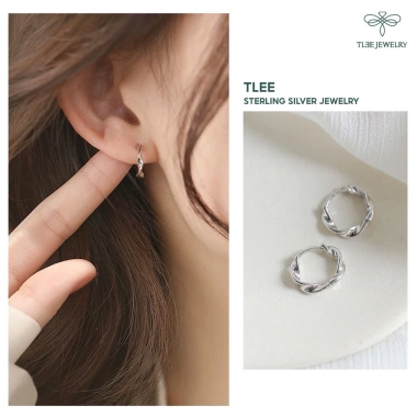 Khuyên tai bạc nữ TLEE tròn Twisted cá tính - 360.000 VNĐ (giá gốc 453.600) 3