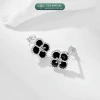 Khuyên tai bạc nữ TLEEJEWELRY hoa bốn lá gắn đá mã não tự nhiên nhiều màu - Giá 456.000₫ 2