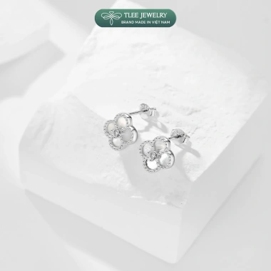Khuyên tai bạc nữ TLEEJEWELRY hoa bốn lá gắn đá mã não tự nhiên nhiều màu - Giá 456.000₫ 4
