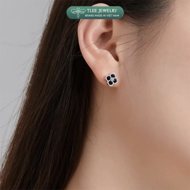 Khuyên tai bạc nữ TLEEJEWELRY hoa bốn lá gắn đá mã não tự nhiên nhiều màu - Giá 456.000₫ 5