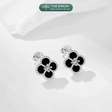 Khuyên tai bạc nữ TLEEJEWELRY hoa bốn lá gắn đá mã não tự nhiên nhiều màu - Giá 456.000₫ 10