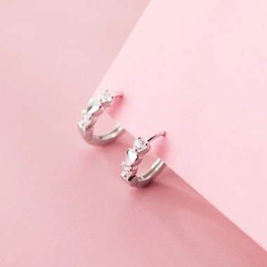 Khuyên tai bạc S925 nữ tròn đính đá xinh G3.863 AROCH Jewelry - Giá 476.000 VND