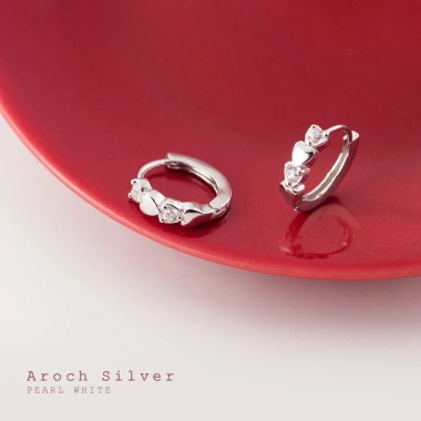 Khuyên tai bạc S925 nữ tròn đính đá xinh G3.863 AROCH Jewelry - Giá 476.000 VND