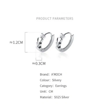Khuyên tai bạc S925 nữ tròn đính đá xinh G3.863 AROCH Jewelry - Giá 476.000 VND