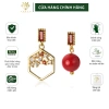 Khuyên tai bạc s925 phong cách nữ bất đối thả đá đỏ, chỉ 299k - AROCH Jewelry