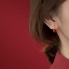 Khuyên tai bạc s925 phong cách nữ bất đối thả đá đỏ, chỉ 299k - AROCH Jewelry 5