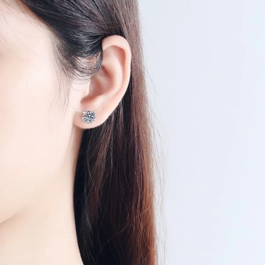 Khuyên tai bạc Ý 925 đính đá CZ 5A Duyson Silver - Bông tai nữ sang trọng thanh lịch (1 đôi) Giá ưu đãi 520k 7
