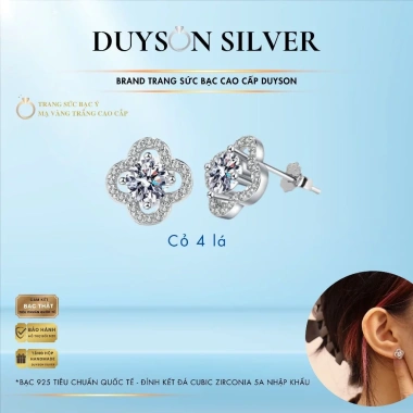 Khuyên tai bạc Ý 925 đính đá CZ 5A Duyson Silver - Bông tai nữ sang trọng thanh lịch (1 đôi) Giá ưu đãi 520k 10