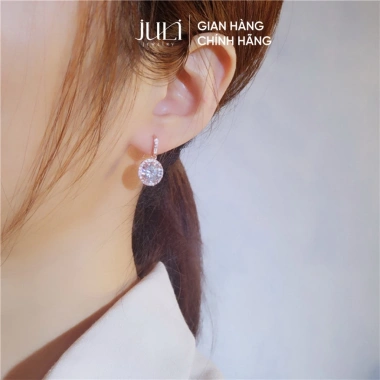 Khuyên Tai Bạc Ý JULI Đính Đá Nguyên Tấm 24 Lát Sáng Lấp Lánh - Giá Ưu Đãi 400k