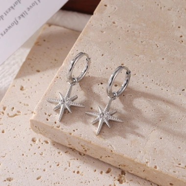 Khuyên Tai Bạc Ý JULI Đính Đá Nguyên Tấm 24 Lát Sáng Lấp Lánh - Giá Ưu Đãi 400k