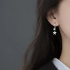 Khuyên tai bạc Ý s925 hai đôi hoa 5 cánh thả dài E3.919 - 557.000đ AROCH Jewelry 2