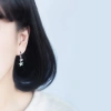 Khuyên tai bạc Ý s925 hai đôi hoa 5 cánh thả dài E3.919 - 557.000đ AROCH Jewelry 4