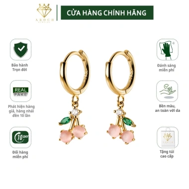Khuyên tai bạc Ý s925 hoa anh đào ngọt ngào G7.503 - AROCH Jewelry giá ưu đãi