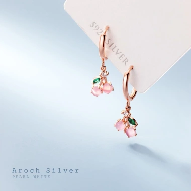 Khuyên tai bạc Ý s925 hoa anh đào ngọt ngào G7.503 - AROCH Jewelry giá ưu đãi