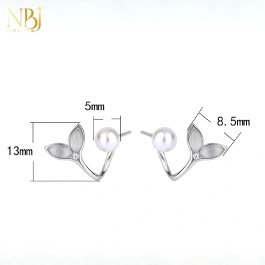 Khuyên tai kẹp đuôi cá ngọc trai bạc S999 - Phụ kiện thời trang cho phụ nữ 8