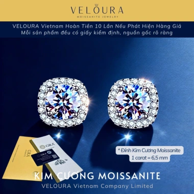 Khuyên Tai Nữ 1 Carat Kim Cương Moissanite Dáng Vuông Cao Cấp CHÍNH HÃNG VELOURA GRA VJKT006 10 Khuyên Tai Nữ 1 Carat Kim Cương Moissanite Dáng Vuông Cao Cấp CHÍNH HÃNG VELOURA GRA VJKT006 10