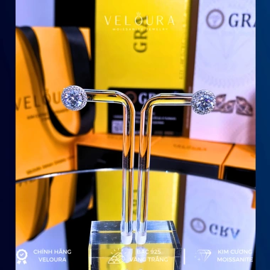 Khuyên Tai Nữ 1 Carat Moissanite Tròn Cao Cấp VELOURA Chính Hãng - 1.059.000₫ 7
