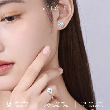 Khuyên Tai Nữ 1 Carat Moissanite Tròn Cao Cấp VELOURA Chính Hãng - 1.059.000₫ 8