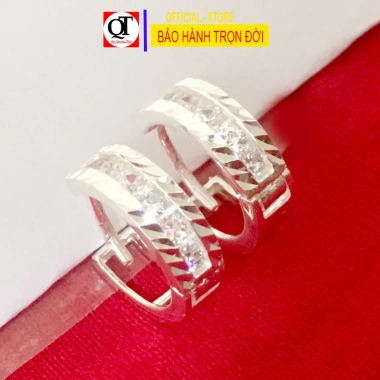 Khuyên tai nữ bạc Quang Thản gắn đá cobic trắng sáng, đeo sát tai - 390.000 VND 3