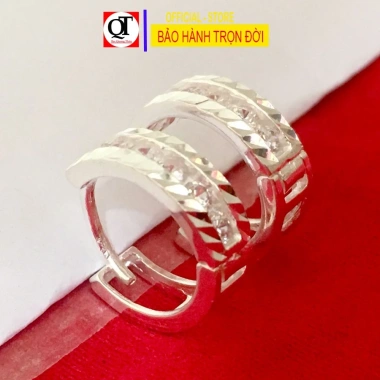 Khuyên tai nữ bạc Quang Thản gắn đá cobic trắng sáng, đeo sát tai - 390.000 VND 5
