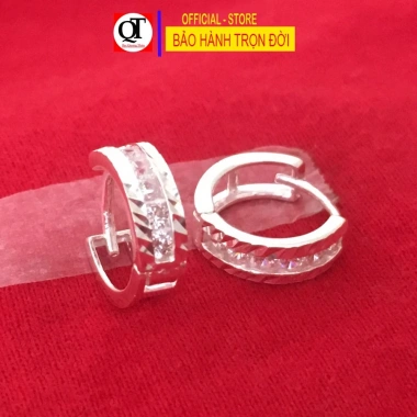 Khuyên tai nữ bạc Quang Thản gắn đá cobic trắng sáng, đeo sát tai - 390.000 VND 6