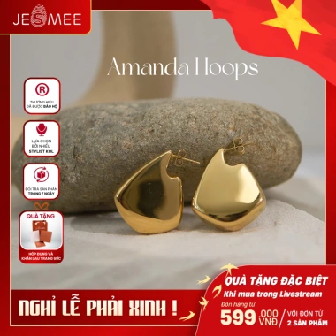 Khuyên tai nữ bản to đa giác Jesmee Amanda Hoops titan cao cấp - Giá chỉ 319.000đ