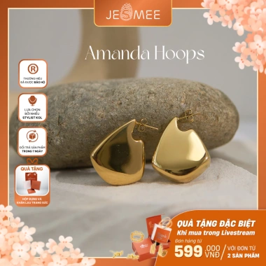 Khuyên tai nữ bản to đa giác Jesmee Amanda Hoops titan cao cấp - Giá chỉ 319.000đ