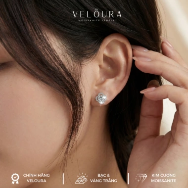 Khuyên tai nữ kim cương Moissanite 0,5ct – Chính hãng VELOURA Cỏ bốn lá cao cấp – Giá ưu đãi 1.055.000₫ 7