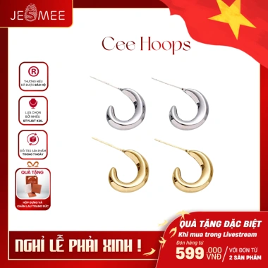 Khuyên tai nữ mạ vàng Cee Hoops Jesmee thiết kế chữ C sang trọng, giảm còn 249k