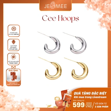 Khuyên tai nữ mạ vàng Cee Hoops Jesmee thiết kế chữ C sang trọng, giảm còn 249k