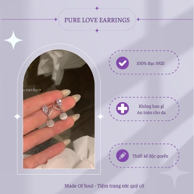 Khuyên tai nữ Made of Soul Pure Love bạc S925 đá mắt mèo dịu dàng - chính hãng 2