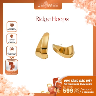 Khuyên tai nữ Ridge Hoops Jesmee thiết kế hình khối điêu khắc tối giản thanh lịch - Giá chỉ 309.000₫